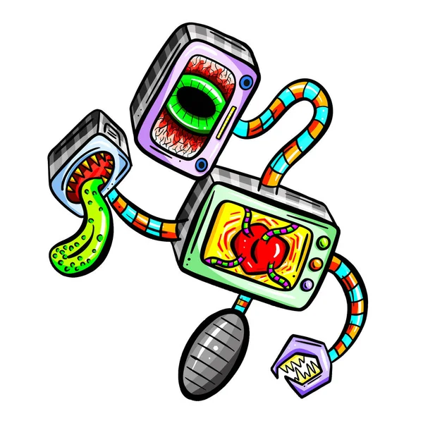 Cartoon Robot Vector Image Funny Character — Stok Vektör