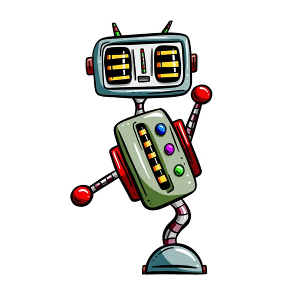 Cartoon Robot Vector Image Funny Character — Stok Vektör