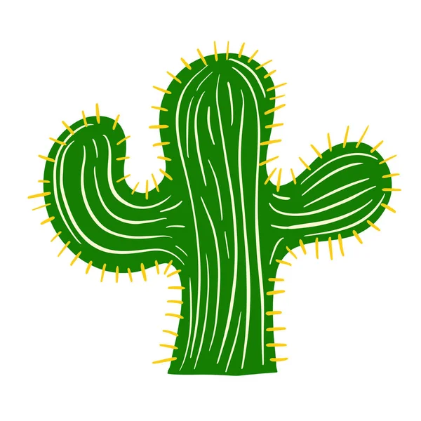 Lindo Cactus Doodle Carácter Dibujos Animados Ilustración Verde Planta — Archivo Imágenes Vectoriales