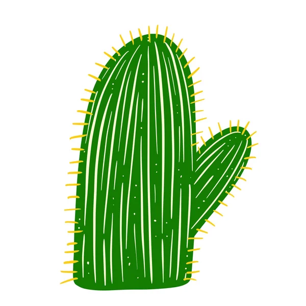 Lindo Cactus Doodle Carácter Dibujos Animados Ilustración Verde Planta — Archivo Imágenes Vectoriales