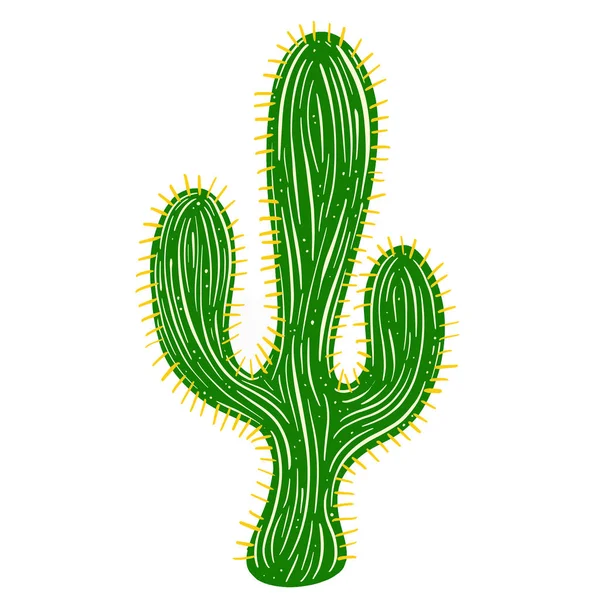 Lindo Cactus Doodle Carácter Dibujos Animados Ilustración Verde Planta — Archivo Imágenes Vectoriales