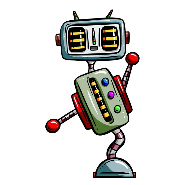Cartoon Robot Vector Image Funny Character — Stok Vektör