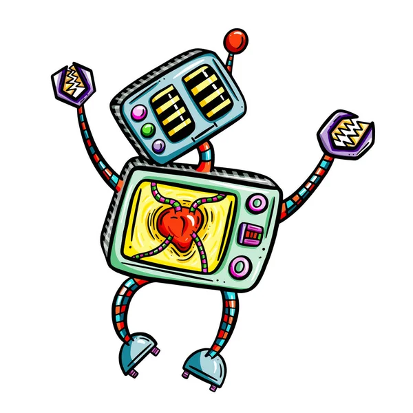 Dessin Animé Robot Vecteur Image Drôle Personnage — Image vectorielle