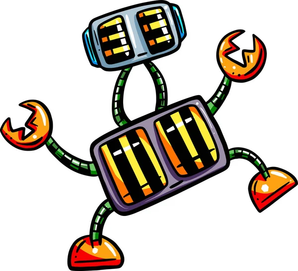 Cartoon Robot Vector Image Funny Character — Stok Vektör