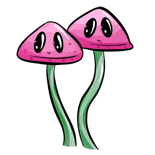 Fun Cartoon Houba Toadstool Charakter Vector Illustration — Stockový vektor