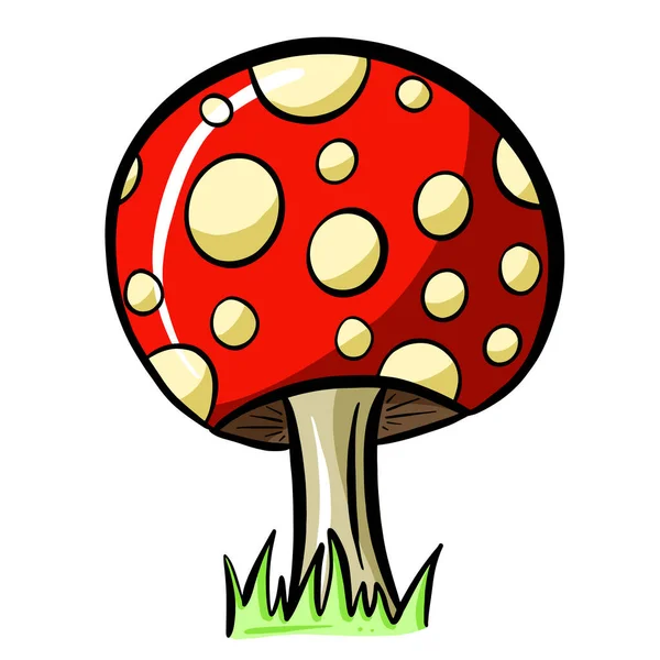 Szórakoztató Rajzfilm Gomba Toadstool Karakter Vektor Illusztráció — Stock Vector