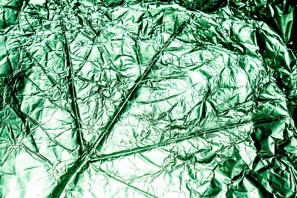 Ein Grünes Blatt Mit Holographischer Folie Und Blättern Mit Adern — Stockfoto