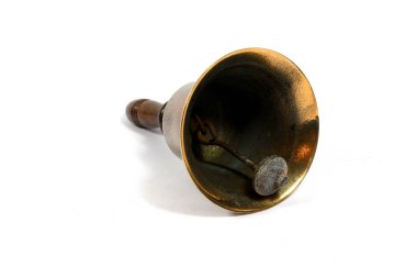 Beyaz Arkaplanda Bir Vintage Brass Okul Çanı