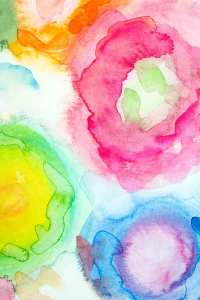 Vibrant Abstract Watercolour Rainbow Circles White Background — Stock Photo, Image