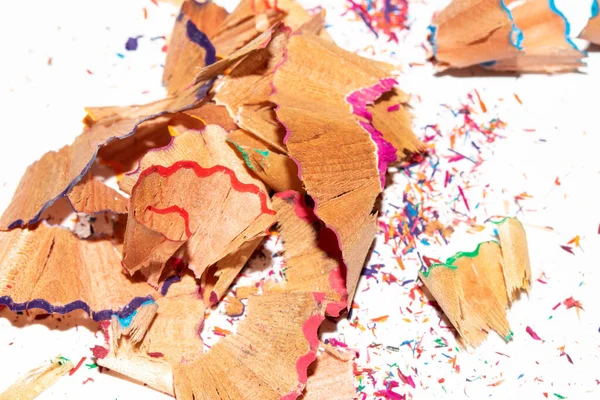 Coloured Pencil Shavings White Background — Stock Photo, Image