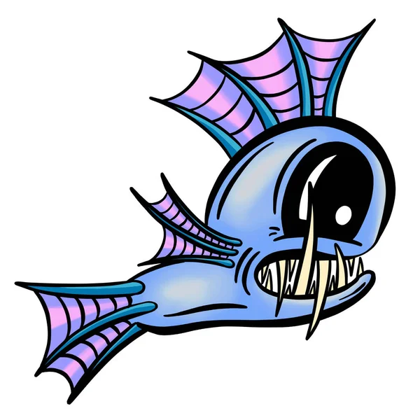 カラー漫画アンコウ魚概要イラストベクトル — ストックベクタ