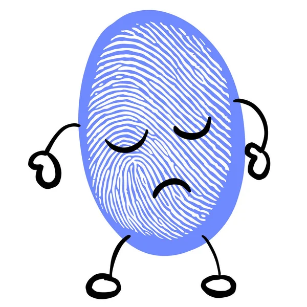 재미있는 Fingerprint Bean Cartoon Character Emoticon — 스톡 벡터