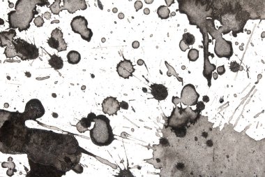 Beyaz Arkaplanda Siyah Tek Renkli Mürekkep Yıkama ve Mürekkep Dökme 