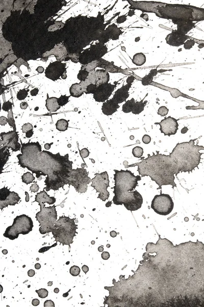 Black Monochrome Ink Wash and Ink Splatter on White Background