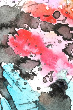 Beyaz Arkaplanda Suluboya Boyalı Siyah Mürekkep Yıkama ve Mürekkep Dökme