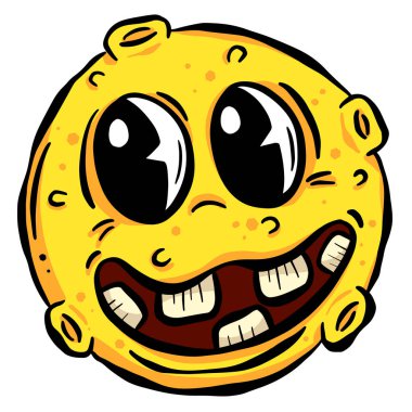 Ay 'daki Çizgi Filmci Karakteri Çok Komik Vektör Çizimi