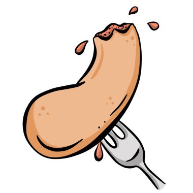 Bir Çatal Vektör Resiminde Çizgi Film Sosisi