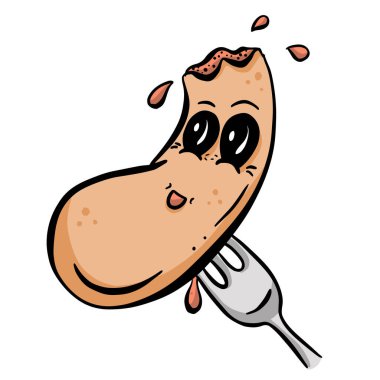 Bir Çatal Vektör Resiminde Çizgi Film Sosisi