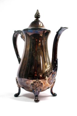 Antika Çaydanlık ya da Beyaz Arkaplan 'lı Kahve fincanı