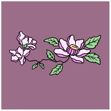 Sevgililer Günü için Vektör Hattı Sanat Çiçekleri Dövme Biçimi