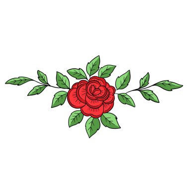 Sevgililer Günü için Vektör Hattı Sanat Çiçekleri Dövme Biçimi