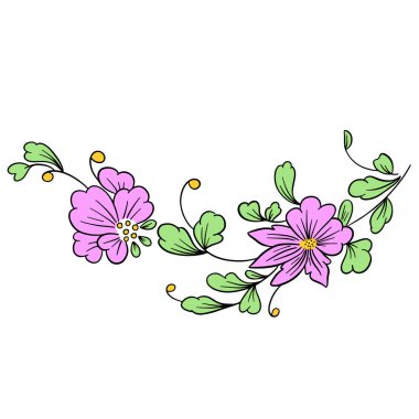 Sevgililer Günü için Vektör Hattı Sanat Çiçekleri Dövme Biçimi