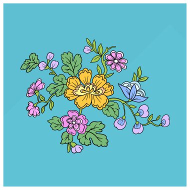 Sevgililer Günü için Vektör Hattı Sanat Çiçekleri Dövme Biçimi