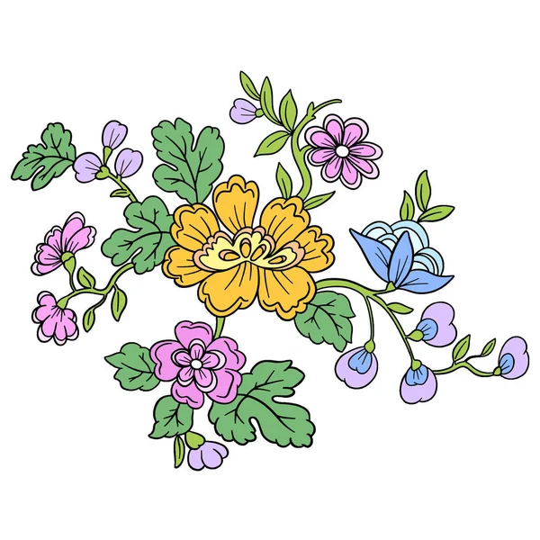 Vector Line Art Kwiaty Kwiatowe Tatuaż Styl Walentynki — Wektor stockowy
