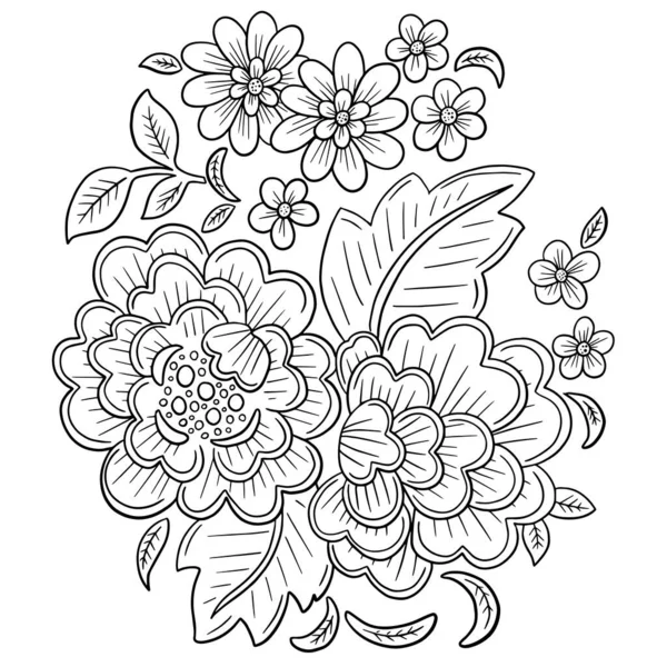 Vector Line Art Bloemen Tattoo Style Voor Valentijnsdag — Stockvector