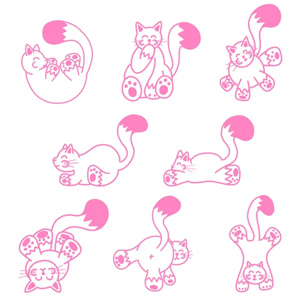 Pink Kittens Cats Cartoon Illustration — Stock Vector