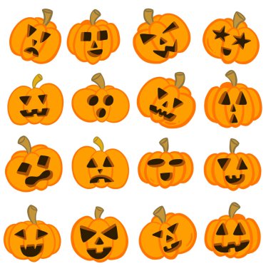 Bir Çizgi Film Koleksiyonu Cadılar Bayramı Balkabağı Vektörü Resimleri