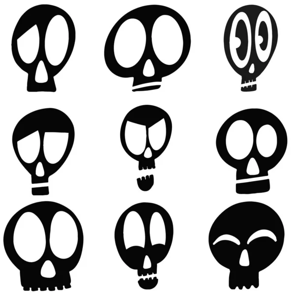 Eine Sammlung Von Komischen Cartoon Skulls Illustration Vector — Stockvektor