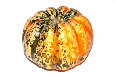 Eşsiz Soyut Turuncu ve Beyaz Arkaplanda Yeşil Renkli Ürkütücü Cadılar Bayramı Kabağı Kabağı