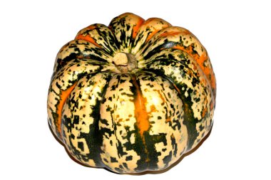 Eşsiz Soyut Turuncu ve Beyaz Arkaplanda Yeşil Renkli Ürkütücü Cadılar Bayramı Kabağı Kabağı