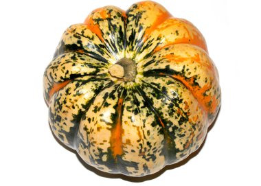 Eşsiz Soyut Turuncu ve Beyaz Arkaplanda Yeşil Renkli Ürkütücü Cadılar Bayramı Kabağı Kabağı