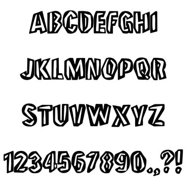 Chunky Jagged Lettering ABC Riot Punk Yazı Tipi Yazı Tipi Alfabesi