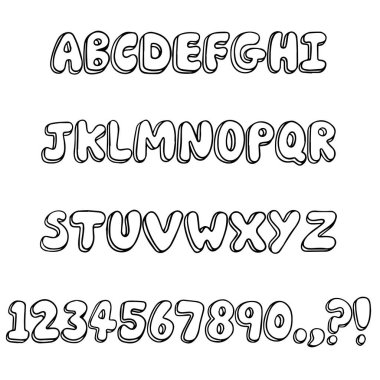 Kabarcık Pop Çizgi Filmi 3D ABC Yazı Tipi Yazı Tipi Alfabesi 