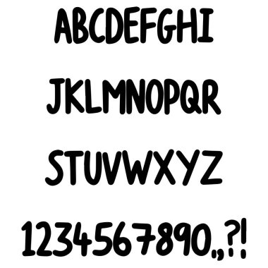  ABC karikatür vektör metni içeren basit yuvarlak işaretleyici yazı tipi