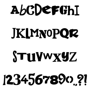 Random Ransom Harfleri Elle yazılmış yazı tipi ABC karikatür vektör metni