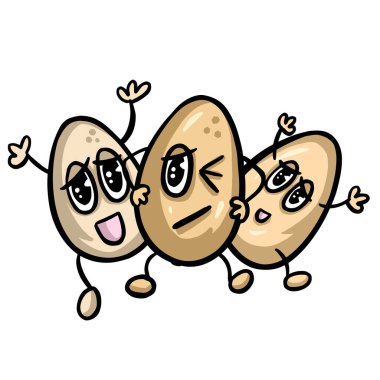 Komik yumurta yumurtaları karakter maskotu vektörü