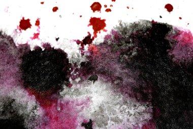 Acrylic Siyah ve Kırmızı Mürekkep Boya Sıçratır ve lekeler Beyaz Arkaplan için