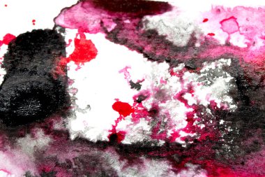 Acrylic Siyah ve Kırmızı Mürekkep Boya Sıçratır ve lekeler Beyaz Arkaplan için