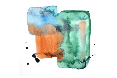 Soyut suluboya mürekkep ve boya girdap kareler lekeler ve soyut arkaplan