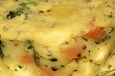 Sebzeli patates püresini kapat. Yemek soyut.