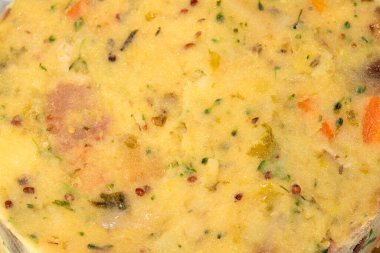 Sebzeli patates püresini kapat. Yemek soyut.