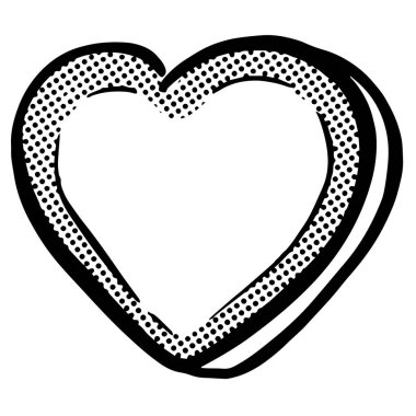 Grafiksel pop sanatı yarım ton kalpler siyah beyaz sevgililer günü illüstrasyon vektörünü sever