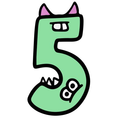 Sevimli canavar antropomorfik karakter ABC yazı tipi şeklinde çizgi film harfi numarası