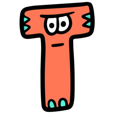 Sevimli canavar antropomorfik karakter ABC yazı tipi şeklinde çizgi film harfi numarası