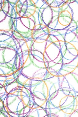 Pastel boya, yazı çemberleri, soyut yaratıcı çocukların arka planlarını karalıyor.