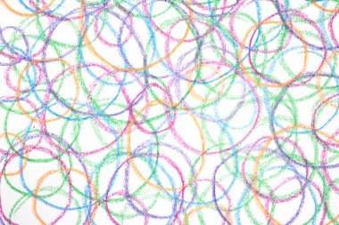 Pastel boya, yazı çemberleri, soyut yaratıcı çocukların arka planlarını karalıyor.